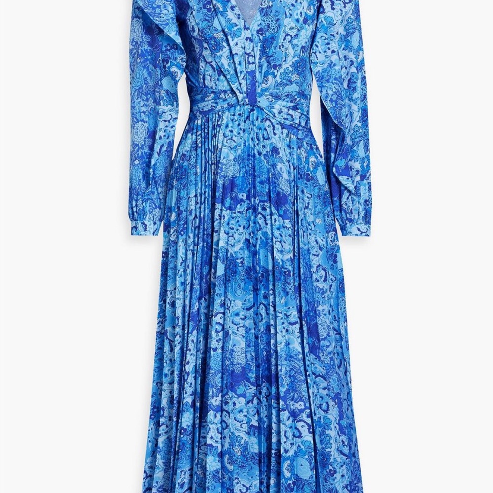 10 Crosby Derek Lam Vibrant Blue Patterned Midi Dress